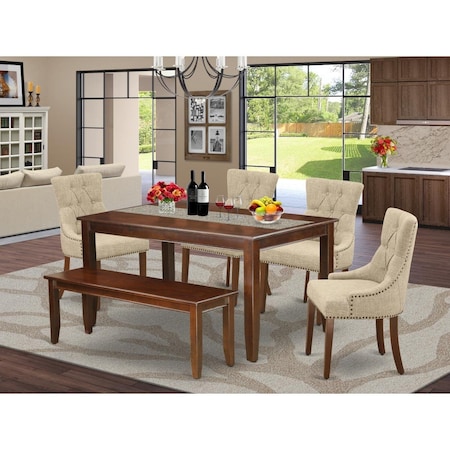East West Furniture 6 Piece Capri Dining Set - Mahogany CAFR6-MAH-05